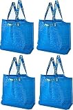 IKEA Frakta Medium Shopping Bags 4 Pack 10 Gal Blue Tote Multi Purpose Durable Material