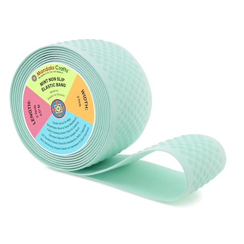 Mandala Crafts 2 Inch Mint Non Slip Silicone Gripper Elastic Band