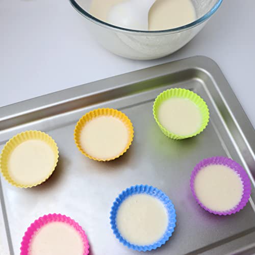 Sawnzc Silicone Baking Cups, Reusable Cupcake Liners, 24 Pack Cake Molds, Standard Size Muffin Liners, Dishwasher Safe #TOP3