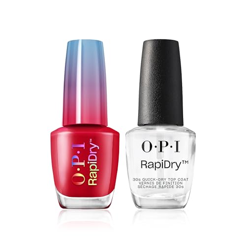 OPI - Pack Rapidry - Top Coat (15ml) + Tono Rojo 'Secs Appeal' (9ml) - Esmaltes de Secado Rápido - Brillo Intenso