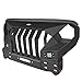 Hooke Road JK Mad Max Front Bumper Grill for 2007-2018 Jeep Wrangler JK & Unlimited 2/4 Doors, Rock Crawler Offroad Bumper with Winch Plate, LED Lights