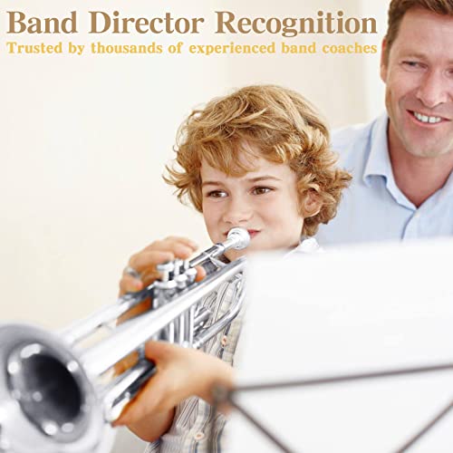 Slade Bb Trumpet Brass Instruments Standard Brass Trumpet Set For Student Beginner Professional Trumpet With Trumpet Case, Cleaning Kit, 7C Mouthpiece And Gloves, Silver #TOP6