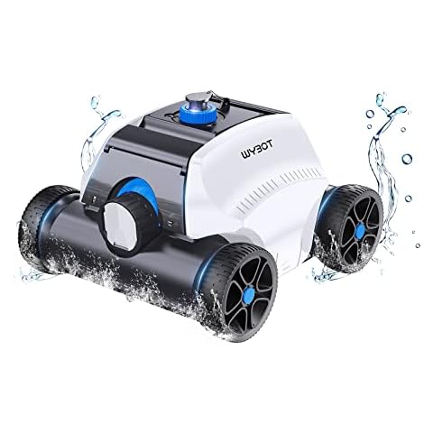 WYBOT Sophisticated Robotic Pool Vacuum Cleaner, Dual Strong Suction Port, 130min Runtime, Cordless Pool Cleaner, World's First Smart Protection System, Ideal for Pools Up to 1300 Sq.ft (Renewed) Cover