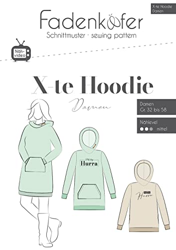 Papierschnittmuster X-te Hoodie Damen