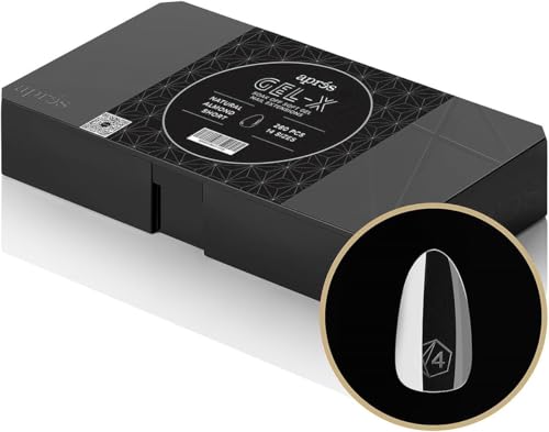 Aprés Gel-X® Almond Box of Nail Tips | 280 Gel-X Tips, Soft Tips, 14 Sizes 00-9 | Half-sizes Included (Natural Almond Short, 280 Count)