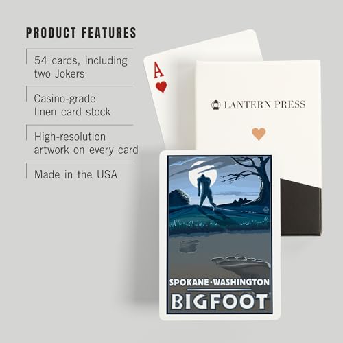 Lantern Press Spokane Washington Bigfoot Póker 52 cartas miniatura 3