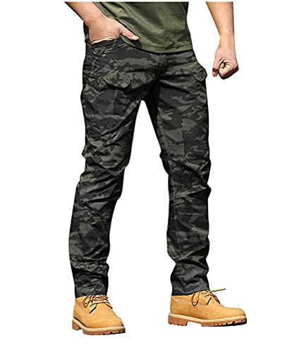 ORANDESIGNE Hombres Pantalones Tácticos para Exteriores Acampar Senderismo Caminar B Verde L