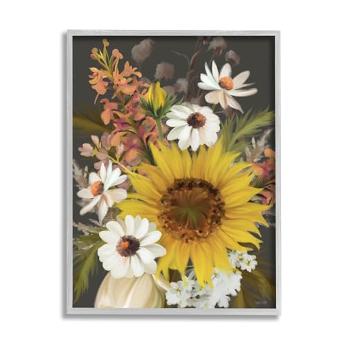 Image of 'Vintage Rural Florals'| Framed Giclee Art | Stupell Industries | Gray, 24 x 30 Inches, Easy to Hang and Sturdy, Made in USA, by House Fenway