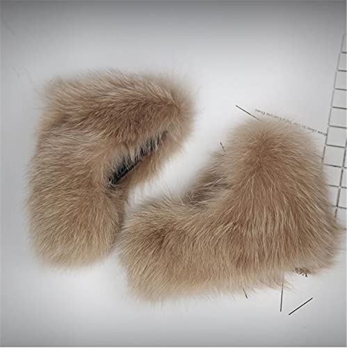 GO-09 Big Fluffy Heels With Real Fox Fur And Wedge Platform For Woman Handmade Furry Heel Shoes Footwear Heels Sandals Hairy And Fuzzy (Custom Size, Apricot)4