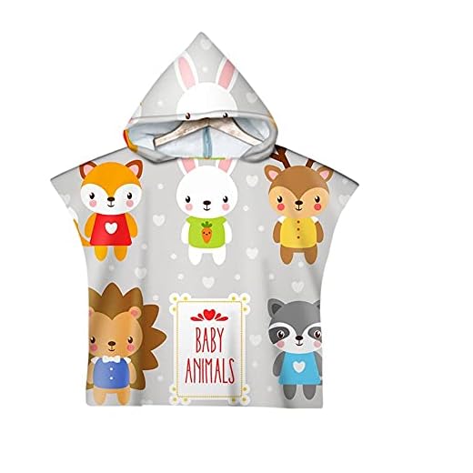 Handdukar med huva med poncho Trycktecknad film djur mönster strand handduk baby barn hooded badhandduk baby pojkar tjejer bad mjuka handduk (Color : G, Size : 60 * 80cm/23 * 31inch)