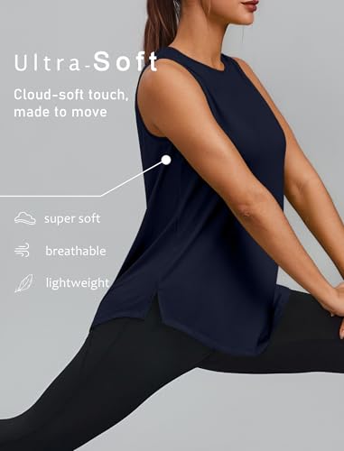 Image of PINSPARK Workout Tank Tops for Women UPF 50+ Side Slits Athletic Gym Shirt