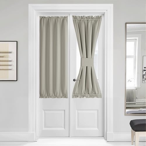 NICETOWN Natural French Door Curtain for Front Back Window Cover