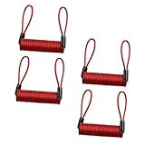 Alipis 4 Stück Disc Lock Kabel aus Robustem Stahlseil Ummantelung Elastisches Sicherheits reminder kabel für Motorrad Fahrrad und Scooter Lang Transparent Rot Verschleißfest und