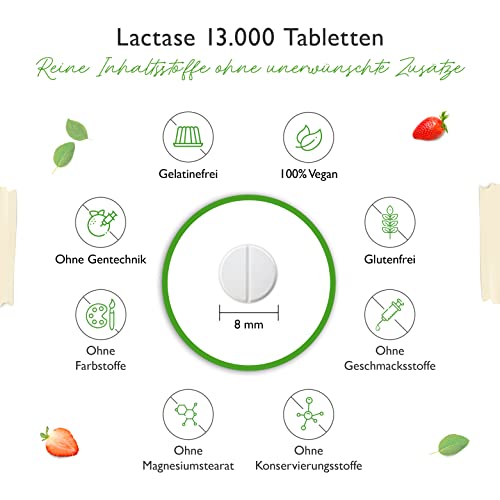 Laktase-Tabletten Vit4ever 13000 FCC, 120 Stück für Laktoseintoleranz
