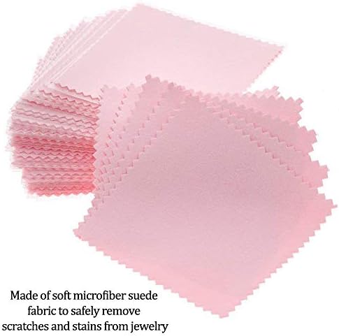 100 Pcs Jewelry Polishing Cloth for Wiping Sterling Silver Gold Platinum Brass Glasses Watches Mobile Phone Cleaning Cloth - Pink