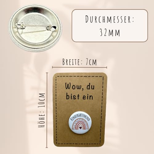 Anstecker Kindergarten Regenbogen | Button mit Sicherheitsnadel | 32mm | Geschenk Kindergartenkind | Geschenk zum Kindergartenstart