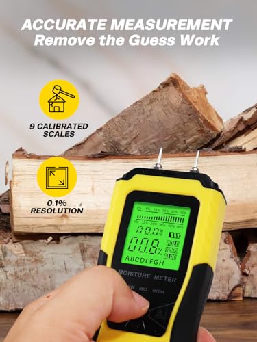 Foto von AZUNO Feuchtigkeitsmessgerät, Pin-Typ Holzfeuchtemessgerät mit Batterie und LCD-Display digitale Feuchtemessgerät-Detector für Holz,Wand,Baustoffen,Gipskarton