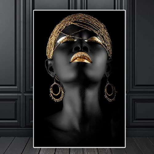Peinture abstraite femme or et noir affiche murale haut de gamme 60x80