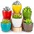 Elsjoy Set of 6 Ceramic Succulents Planter with Drainage Tray, 4.3 Inch Decorative Flower Pots Saucer Small Planter Pot for House Plants, Indoor Outdoor Plants, 6 Colors