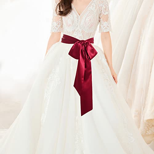 Wedding Satin Sash Belt for Special Occasion Dress Bridal Sash 4'' Wide Double Side