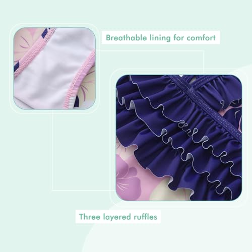Image of Moon Tree Girls One Piece Swimsuits Ruffle Swimwear Beach Bathing Suit 2-14 Years