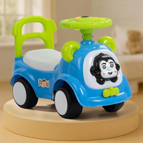 Image of Snappy Baby Ride on Cars for Kids | Indoor Push Ride on Car with Safety Backrest & Toy Storage | Portable Kid Cars with Music & Horn | Outdoor Rider car for Kids 1 to 3 Years (Blue)