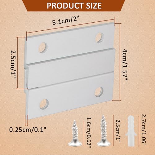 Image of Murtenze 2 Inch French Cleat Picture Hanger Z Hanger, Aluminum Interlocking Wall Mounting Bracket Hardware Kit Z Clips for Hanging Wall Painting, Picture, Whiteboard, Headboard, Artwork (2 Pairs)