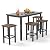 PHI VILLA 5 Piece Patio Bar Set, Black Wood Grain Metal Bar Table & 4 Wicker High Bar Stools, Bar Height Outdoor Dining Set for Porch, Yard, Deck, Poolside