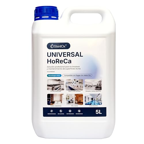 SterilOx Universal HoReCa 5L | Solución profesional para limpieza de superficies | Sin alcohol · Sin fragancia · Sin aclarado | Tecnología HOCl | Uso en cocinas, baños, hoteles, gimnasios