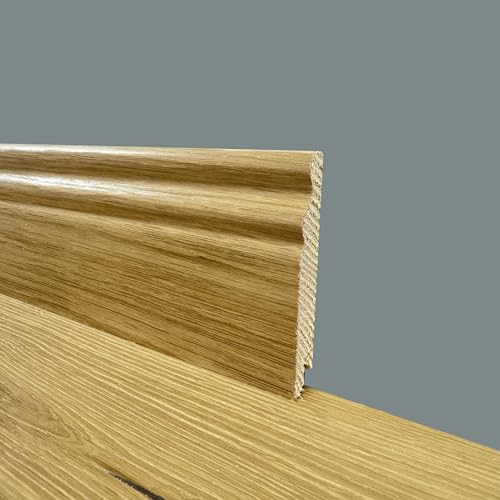 BATTISCOPA DUCALE in legno MASSELLO impiallacciato VERO LEGNO DI ROVERE 95x15 verniciato opaco poro aperto (prezzo al metro)