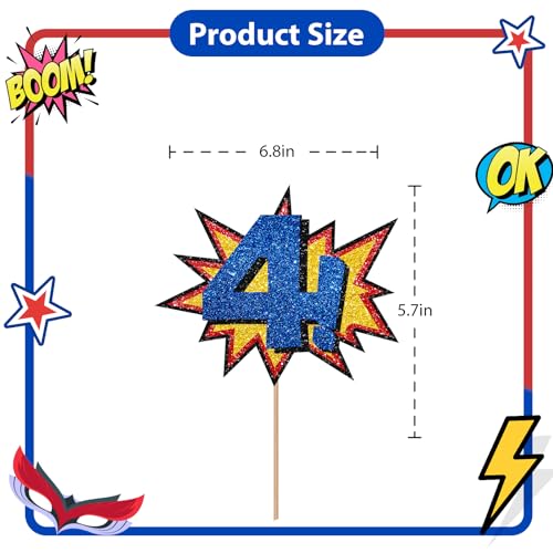 Maonica 005 Super Boy 4Th Birthday Cake Topper thumb #2