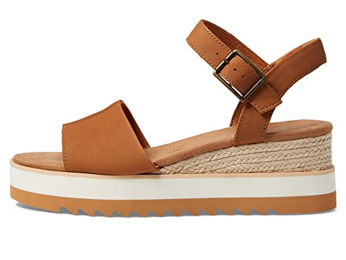 Image of TOMS Women's Diana Wedge Heel Sandal, Leather Upper, Rope-Wrapped Midsole, Adjustable Strap, Buckle, OrthoLite Insole