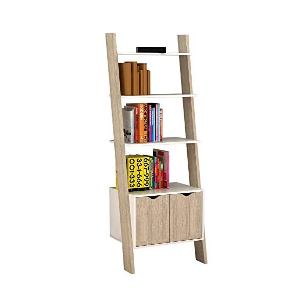 SoBuy® 3 Shelves 1 Cabinet Wall Shelf Ladder Shelf Bookcase Storage Display Shelving Unit, FRG110-WN