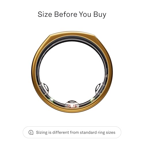 Oura Gen3 Heritage Smart Ring - Size 6, Gold | Sleep, Heart Rate and Fitness Tracking Wearable - Up to 7 Day Battery Life - iOS/Android Compatible - Size First with Oura Sizing Kit