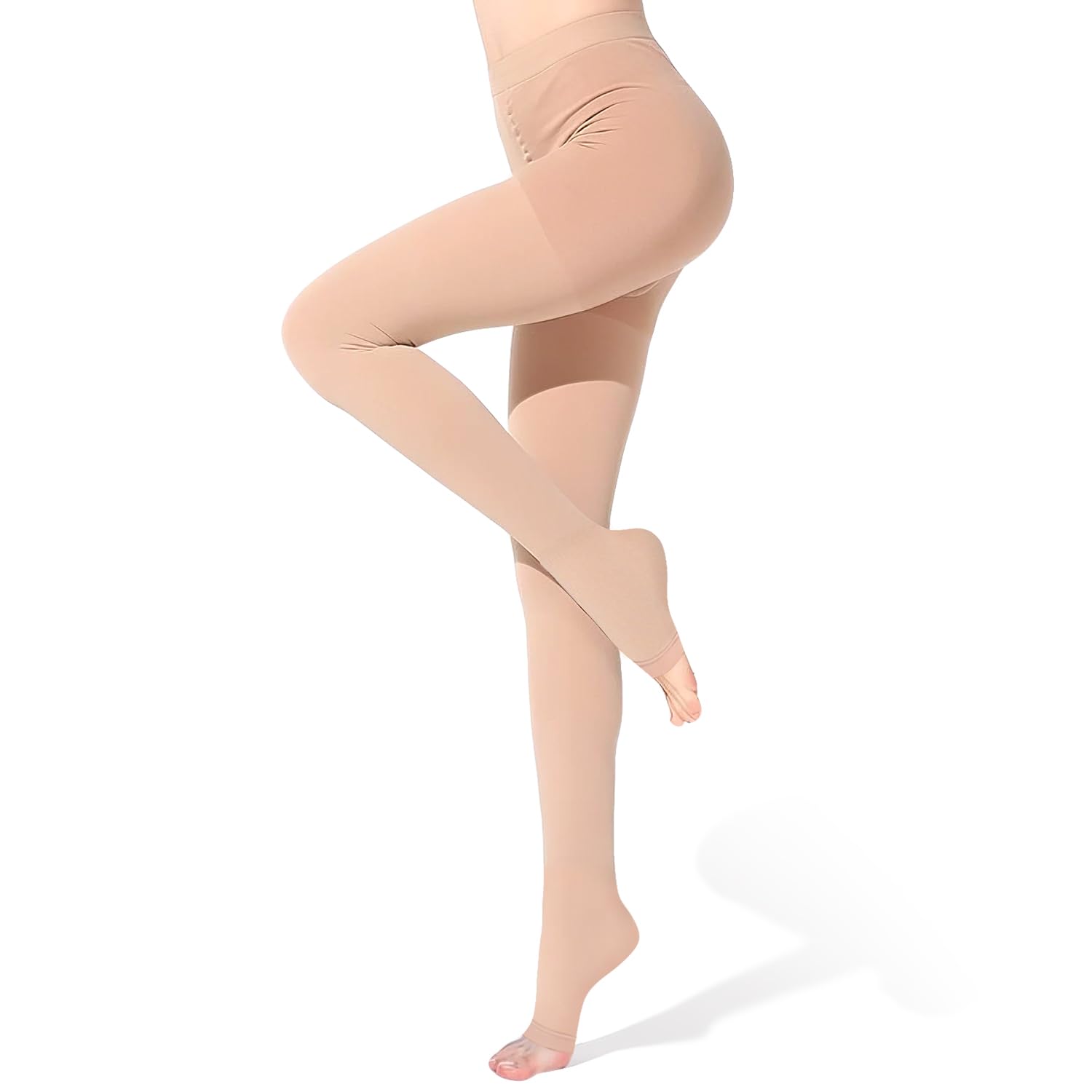 Médicale Collant de Contention à bout ouvert Femme & Homme, 20-30mmhg Classe 2 Collants de compression Soutien Graduel Chaussette de Compression pour Les varices, l'œdème, Le vol