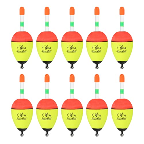 PATIKIL 0.9oz Fishing Bobbers, 10 Pack EVA Fishing Float for Saltwater Freshwater Fishing Yellow