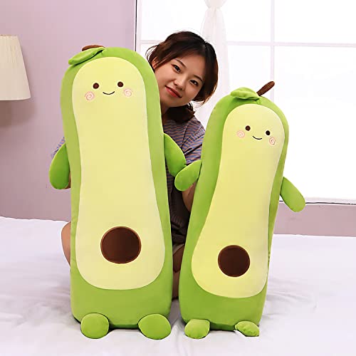 Cute Avocado Stuffed Plush Soft Hugging Pillow Toy Lovely Fruit Plush Toy Doll Green Avocado Throw Pillows For Children Gifts Plushie Cushion For Kids Home Bedroom Decoration(45.2Inch, Long Avocado) #TOP1
