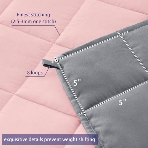 Image of yescool Weighted Blanket for Adults (15 lbs, 48 inch x 72 inch, Pink Grey) Cooling Heavy Blanket for Sleeping Perfect for 160-180 lbs, Twin Size Breathable Blanket with Premium Glass Bead, Machine Washable
