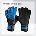 wkao Soccer Goalie Gloves with Latex Grip, Finger Spines for Injury Prevention, Airflow Backhand, Secure Wrist Wrap (Blue, Size 8)