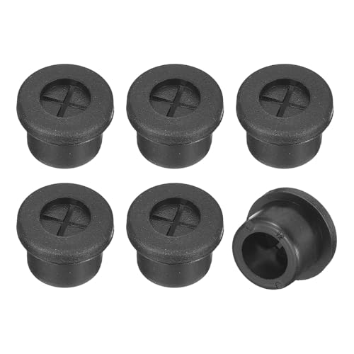 sourcing map 6 Pcs Cable Cord Grommet, 1/2 Inch (12mm) Desk Grommet Flexible Rubber Grommets Wire Hole Cover Pass Through for Office Computer Desk Wire Organizer, Black
