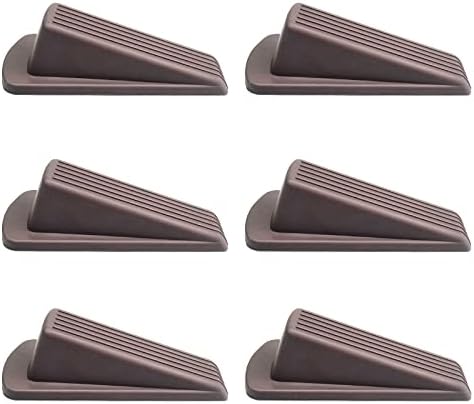 SEPRHOME Rubber Door Stopper for Bottom, 6 Packs Large Door Stop Wedge Strong and Stackable, High 1.3 Inches Premium Heavy Duty Floor Doorstops for Carpet/Tile/Concrete/Wood (Brown)