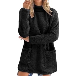 Turtle Neck Sweatshirt for Women | Long Sleeve Soft Sweatshirts, Solid Color Fuzzy Sweater, Fall Oversized Fleece Tops
