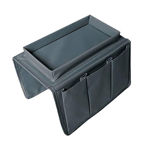 Vllcsla Canapé Accoudoir Organisateur avec Plateau Porte-Gobelet, Organiseur Canapés pour Téléphone, Magazine, Livres, TV, Télécommande, Accoudoir de...