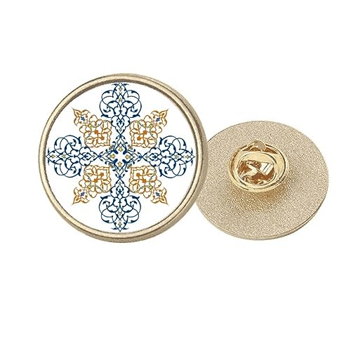 Broche ronde fleurie dorée taille M pour illuminer une veste de costume en soirée