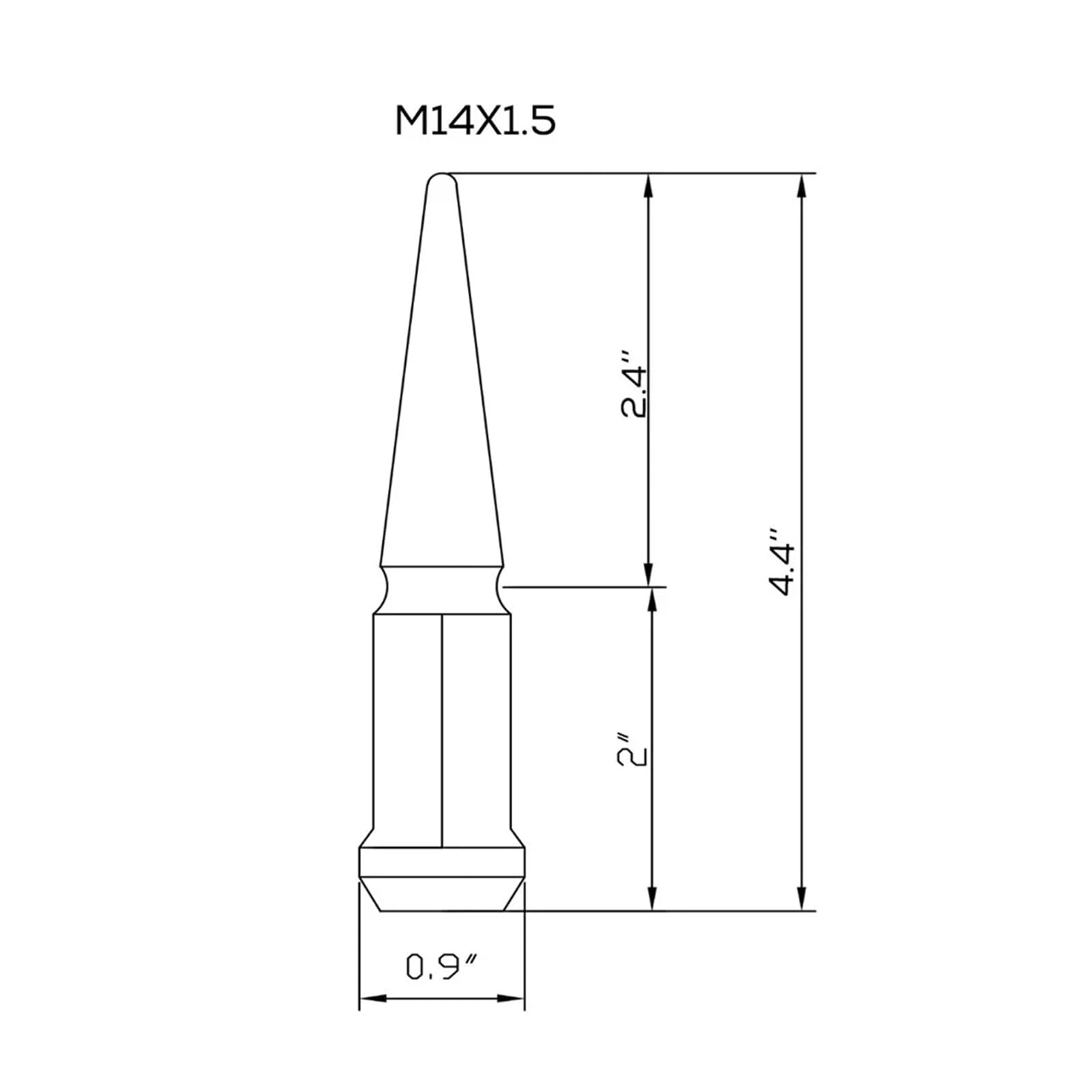 Dadi con punta M14X1,5, 24 dadi con punta ruota neri 14 mm x 1,5