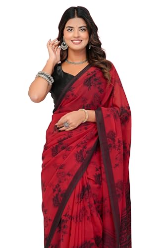 MIRCHI FASHION Sourbh Women's Stylish Soft Solid Sari with Blouse Piece (Black)