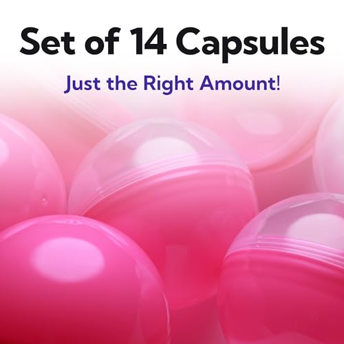 Image of Capsule Vending Machine Translucent-Pink Round Capsules Empty 14 pcs 3.9 inch - Gumball Machine Capsules Easter Basket Stuffers Birthday Gifts - Pinata Stuffers Craft Supplies Claw Machine Refills