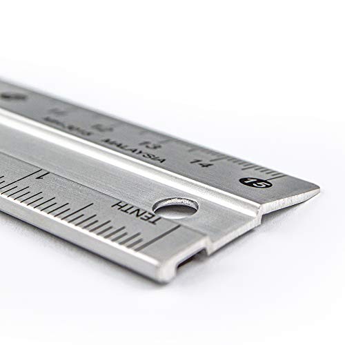 Aluminum Non Slip Rulers for Drawing and Safe Cutting in Set of 3 Pieces (6, 8 and 12 inch) - Calibrated in Centimeters and Inch Scales for Precise Work, School and Home by Yosogo