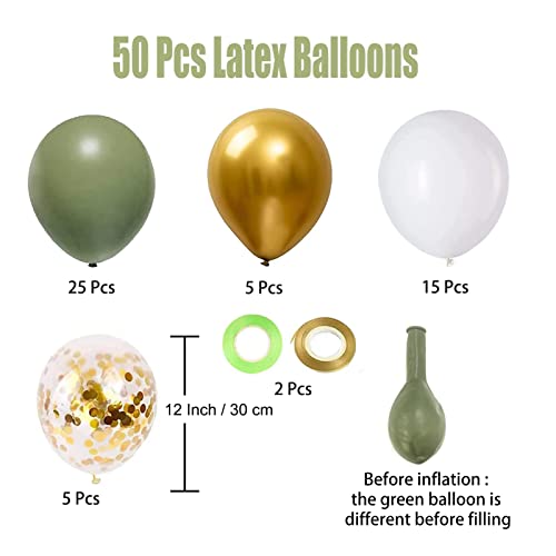 Aiwolf XY-GREEN Sage Green Gold White Party Balloons thumb #1