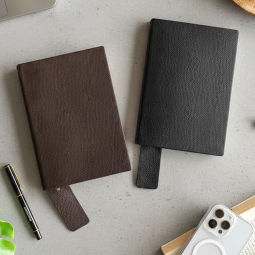 Image of Giftana Leather Diary, 192 Pages, A5 Size, Pu Leather Notebook Diaries for Men and Women, Diary for Writing, Personal Diary and Office Use, New Year Corporate Gifts for Employee (Black 2)